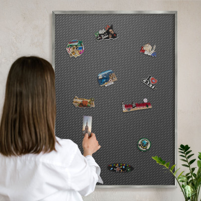 Tableau magnétique décoratif avec cadre argenté Texture géométrique