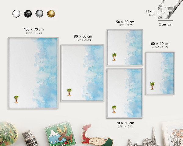 Tableau pour collection d'aimants cadre argenté Paysage relaxant