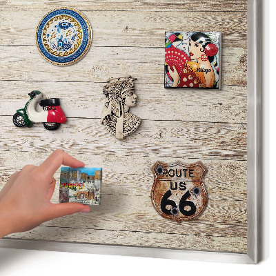 Tableau magnétique décoratif avec cadre argenté Texture bois