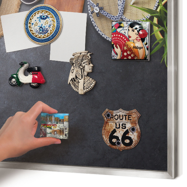 Tableau pour collection d'aimants cadre argenté Ambiance de vacances