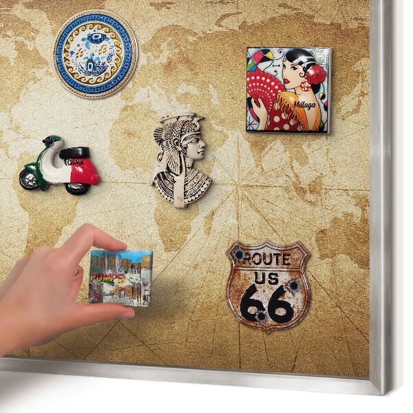 Tableau magnétique décoratif avec cadre argenté Ancienne carte