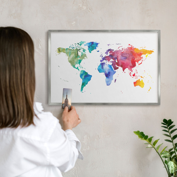 Tableau pour collection d'aimants cadre argenté Carte des couleurs
