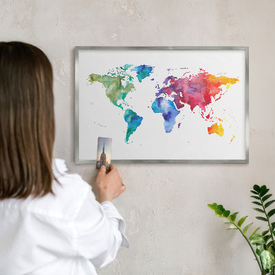 Tableau pour collection d'aimants cadre argenté Carte des couleurs