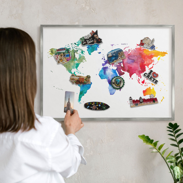 Tableau pour collection d'aimants cadre argenté Carte des couleurs