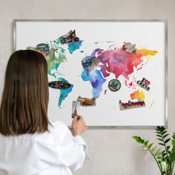 Tableau pour collection d'aimants cadre argenté Carte des couleurs
