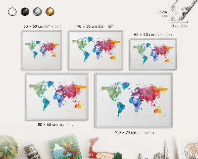Tableau pour collection d'aimants cadre argenté Carte des couleurs