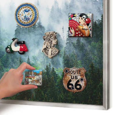 Tableau magnétique décoratif avec cadre argenté Forêt mystérieuse