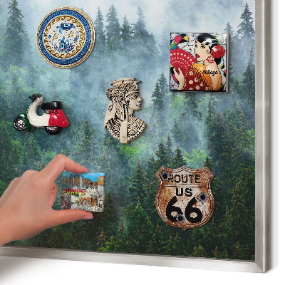 Tableau magnétique décoratif avec cadre argenté Forêt mystérieuse