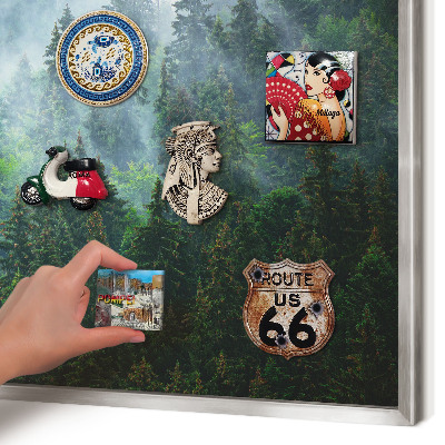 Tableau magnétique décoratif avec cadre argenté Forêt mystérieuse