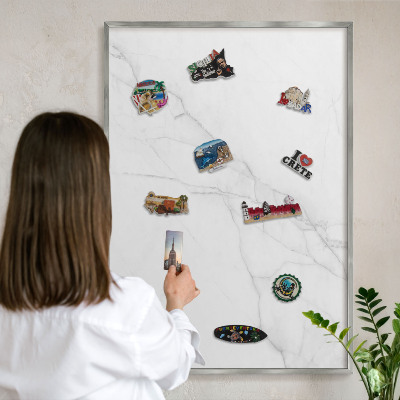 Tableau pour collection d'aimants cadre argenté Motif marbré