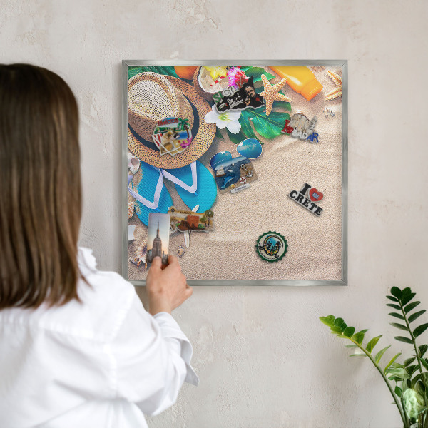 Tableau magnétique décoratif avec cadre argenté Détente estivale