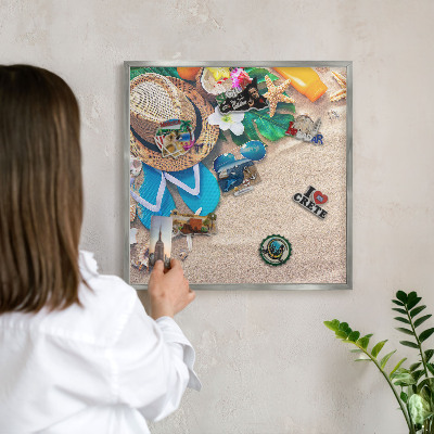Tableau magnétique décoratif avec cadre argenté Détente estivale