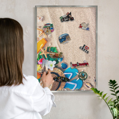 Tableau magnétique décoratif avec cadre argenté Détente estivale