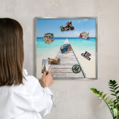 Tableau magnétique décoratif avec cadre argenté Jetée de l'océan