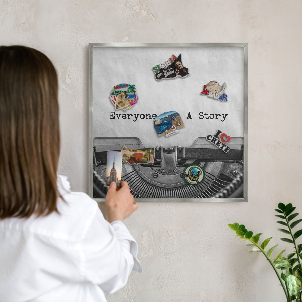 Tableau pour collection d'aimants cadre argenté Machine vintage