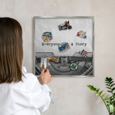 Tableau pour collection d'aimants cadre argenté Machine vintage