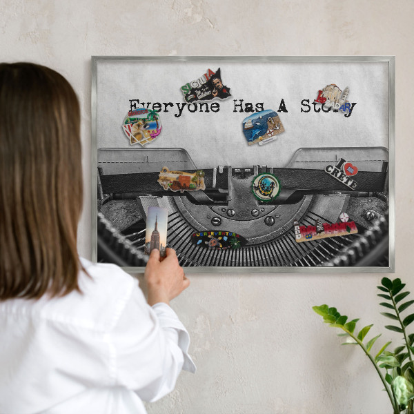 Tableau pour collection d'aimants cadre argenté Machine vintage