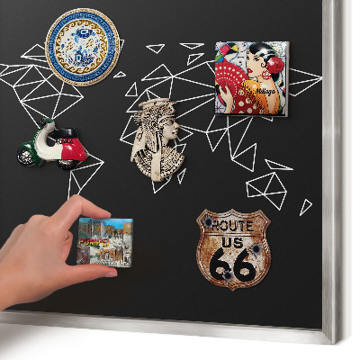 Tableau magnétique décoratif avec cadre argenté Carte du monde