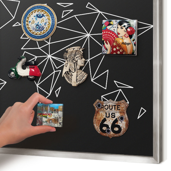 Tableau magnétique décoratif avec cadre argenté Carte du monde