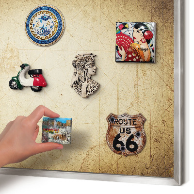 Tableau magnétique décoratif avec cadre argenté Carte ancienne
