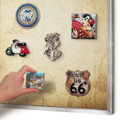 Tableau magnétique décoratif avec cadre argenté Carte ancienne