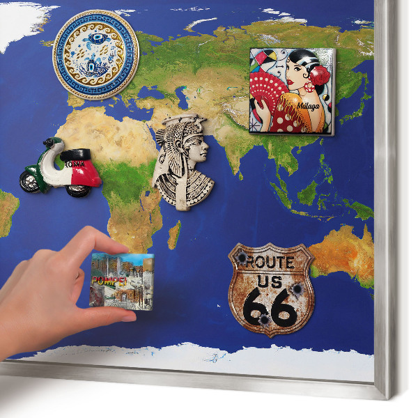 Tableau pour collection d'aimants cadre argenté Cartographier le globe