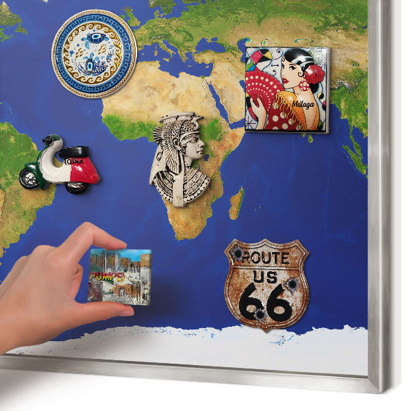 Tableau pour collection d'aimants cadre argenté Cartographier le globe