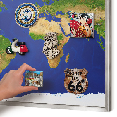 Tableau pour collection d'aimants cadre argenté Cartographier le globe