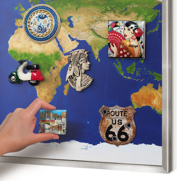 Tableau pour collection d'aimants cadre argenté Cartographier le globe