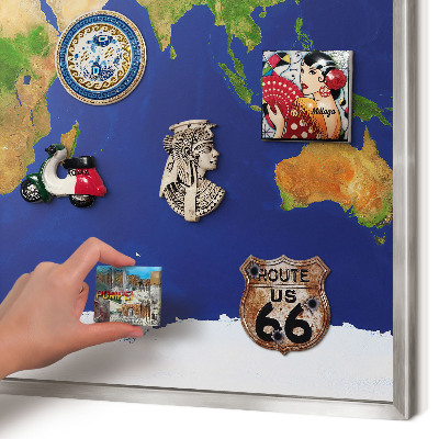 Tableau pour collection d'aimants cadre argenté Cartographier le globe