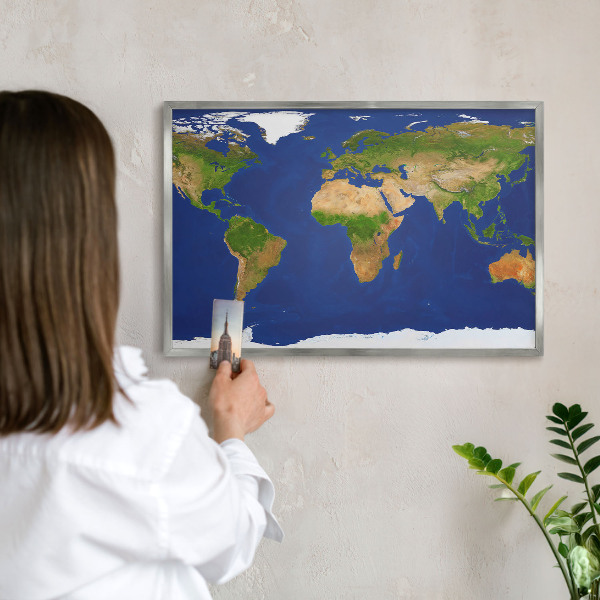 Tableau pour collection d'aimants cadre argenté Cartographier le globe