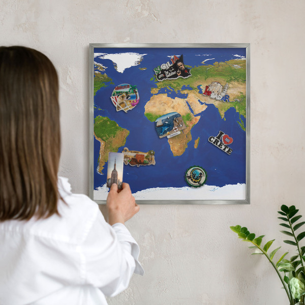 Tableau pour collection d'aimants cadre argenté Cartographier le globe