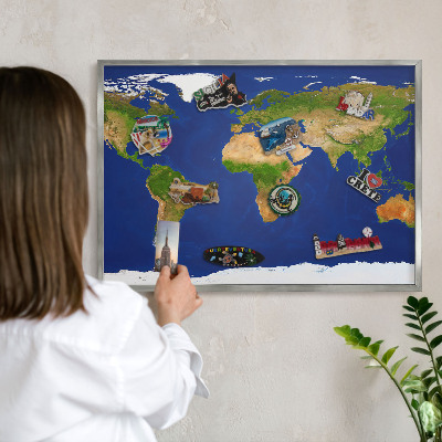 Tableau pour collection d'aimants cadre argenté Cartographier le globe
