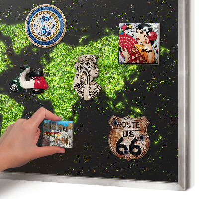 Tableau magnétique décoratif avec cadre argenté Carte verte