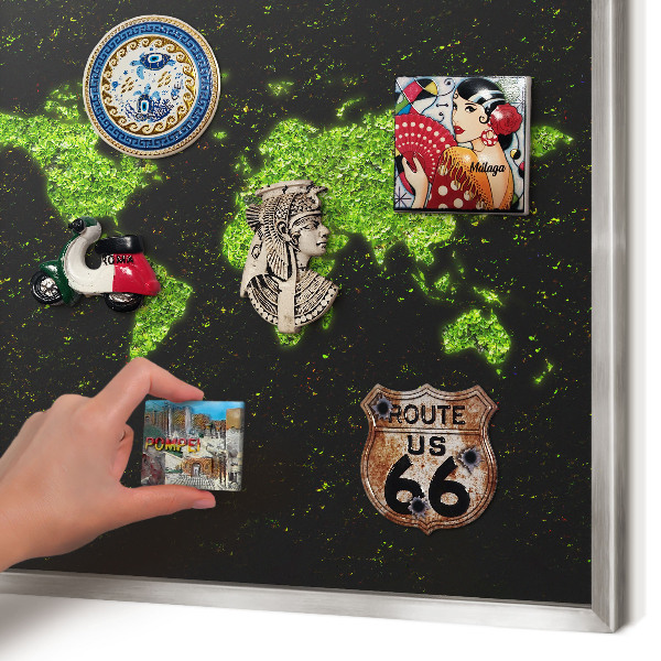 Tableau magnétique décoratif avec cadre argenté Carte verte