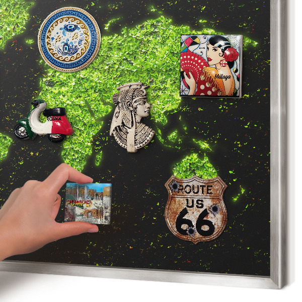 Tableau magnétique décoratif avec cadre argenté Carte verte