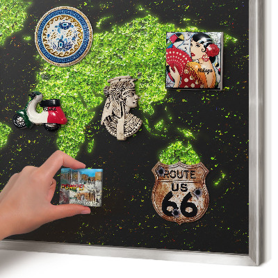 Tableau magnétique décoratif avec cadre argenté Carte verte