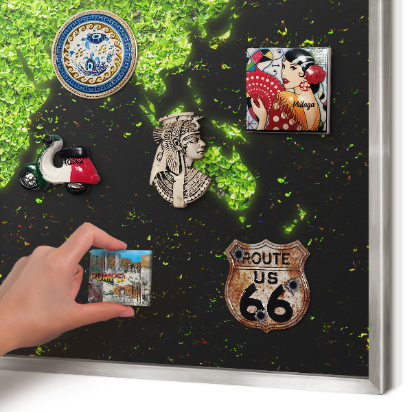 Tableau magnétique décoratif avec cadre argenté Carte verte