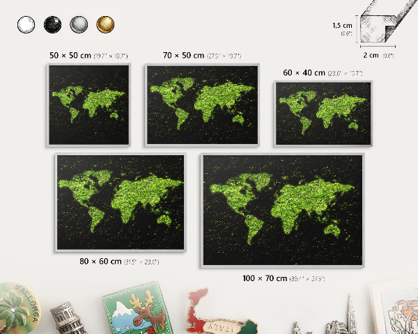 Tableau magnétique décoratif avec cadre argenté Carte verte