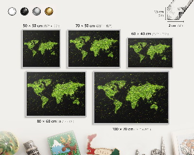 Tableau magnétique décoratif avec cadre argenté Carte verte