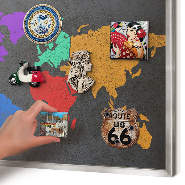 Tableau pour collection d'aimants cadre argenté Carte des couleurs