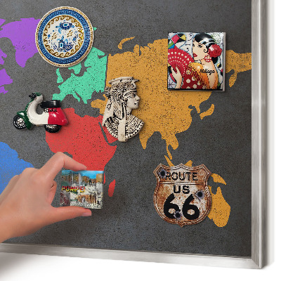 Tableau pour collection d'aimants cadre argenté Carte des couleurs