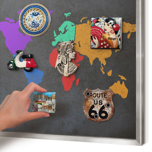 Tableau pour collection d'aimants cadre argenté Carte des couleurs