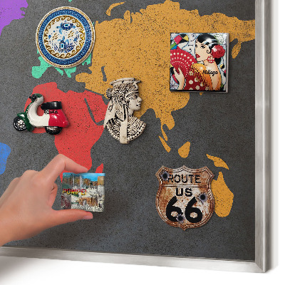 Tableau pour collection d'aimants cadre argenté Carte des couleurs