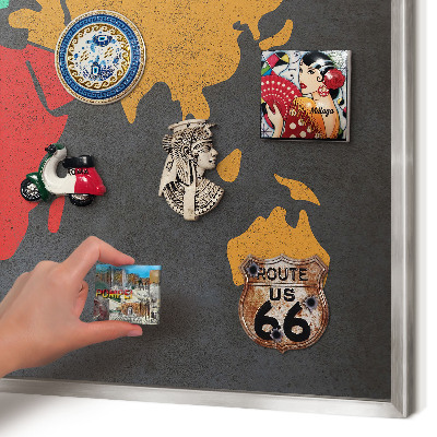Tableau pour collection d'aimants cadre argenté Carte des couleurs