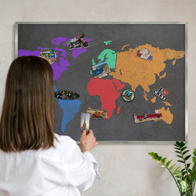 Tableau pour collection d'aimants cadre argenté Carte des couleurs