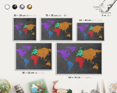 Tableau pour collection d'aimants cadre argenté Carte des couleurs