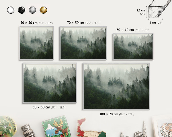 Tableau magnétique décoratif avec cadre argenté Magie de la forêt