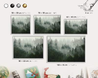 Tableau magnétique décoratif avec cadre argenté Magie de la forêt