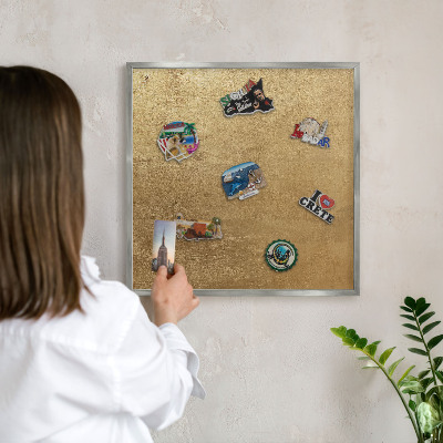 Tableau pour collection d'aimants cadre argenté Texture jaune